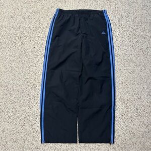 Adidas Y2K Track Pants Black w Blue Stripe Large